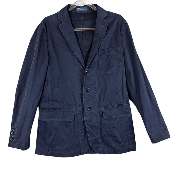 POLO By RALPH LAUREN Navy Button Euro Thin Lapel Canvas Travel